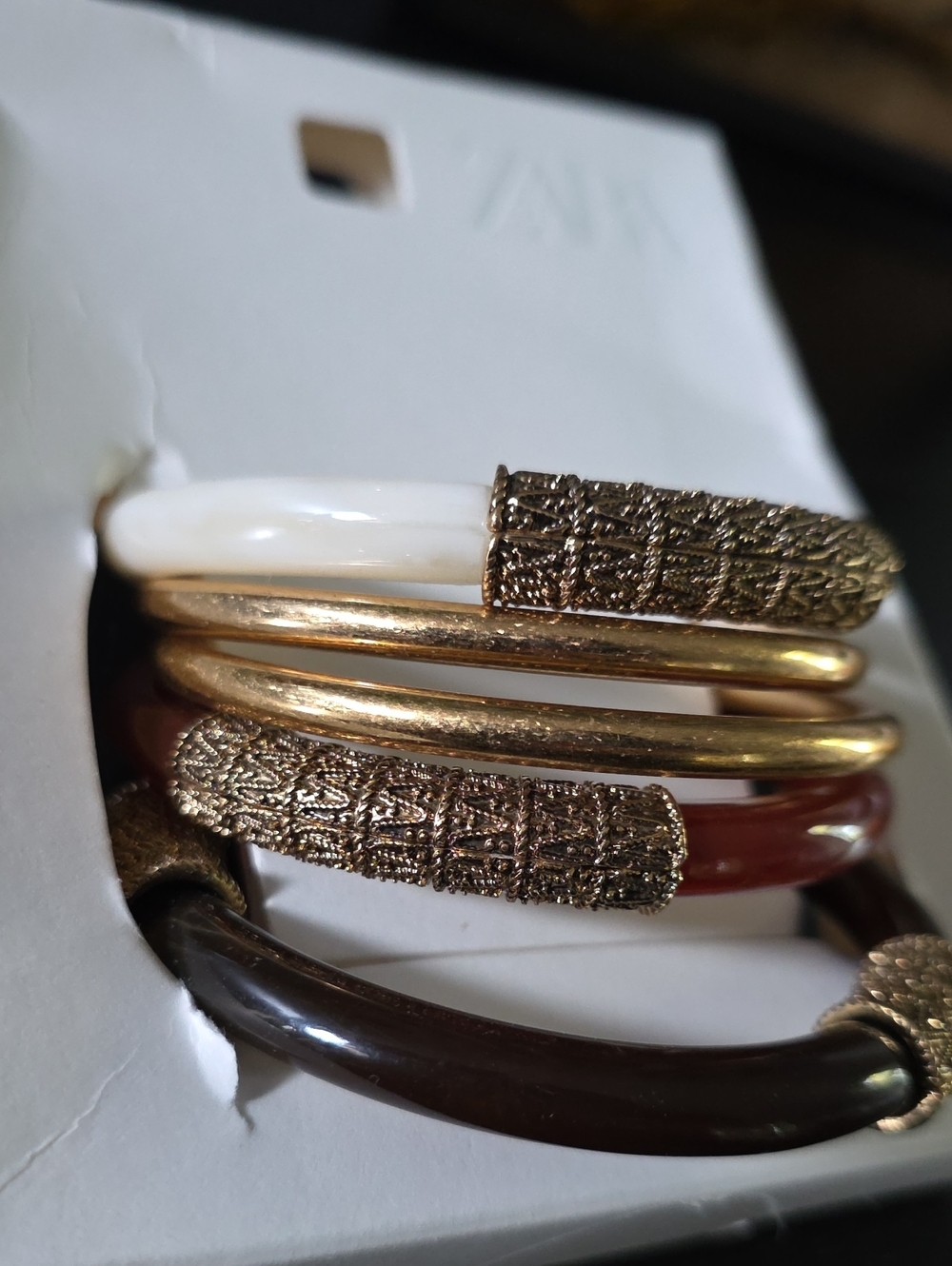 ZARA 5 Pack Assorted Rigid Bracelets Statement Bangle Set - Picture 7 of 16